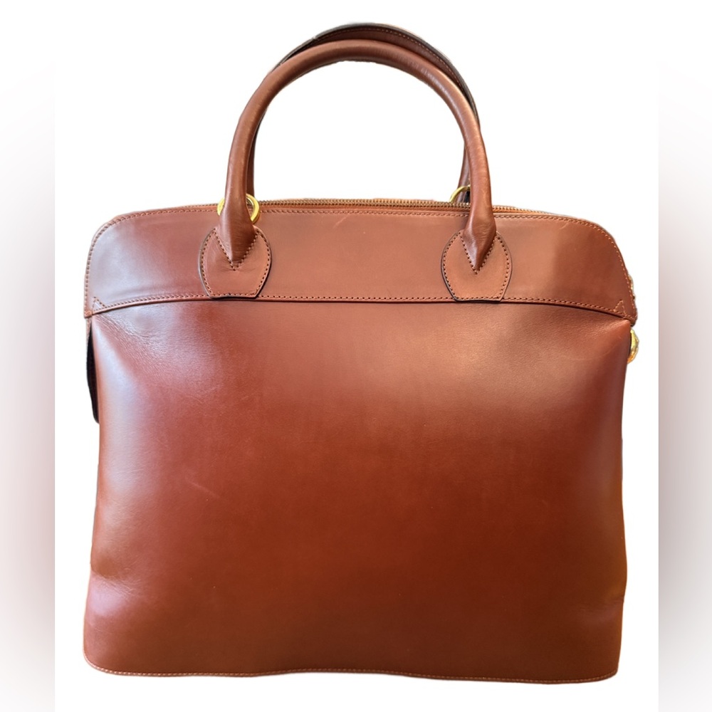 Salvatore Ferragamo Studded Brown Leather Satchel Bag with Gold Hardware - Picture 3 of 17